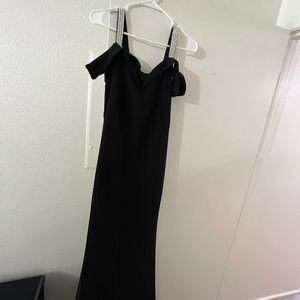 Black gown with rhinestones.